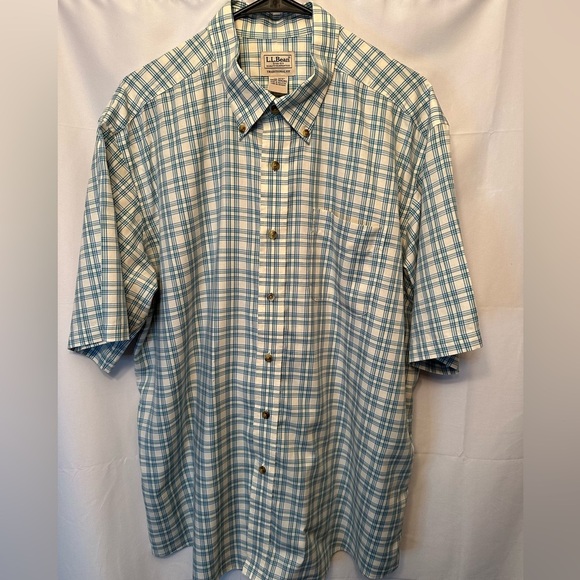 L.L BEAN Men's Shirt Size XL Traditional Fit Plaid White Blue Button Down - Picture 3 of 7